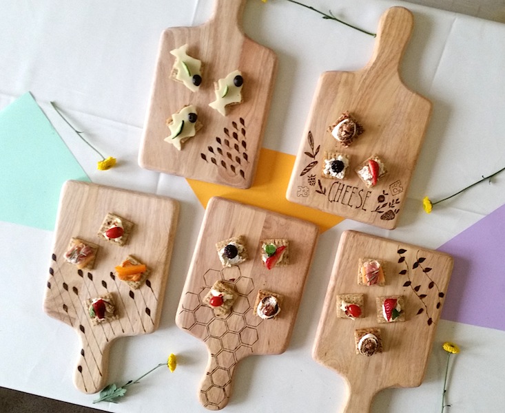DIY Wood-Burnt Serving Boards Finished Product Triscuits
